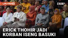 Iseng! Menteri PUPR Basuki 'Buka Baju' Erick Thohir saat Upacara