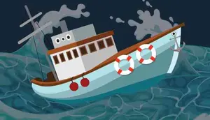 Ilustrasi kapal tenggelam. Ilustrasi: Kriminologi.id