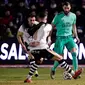 Unionistas of Salamanca saat menjamu Real Madrid di Stadion Pistas del Helmantico pada babak 32 besar Copa del Rey 2019/2020, Kamis dini hari WIB (23/1/2020). Dalam duel ini, Real Madrid menang 3-1. (AFP)