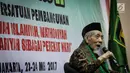 Ketua Dewan Syariah PPP Maimun Zubair memberikan sambutan dalam pembukaan Rapat Pimpinan Nasional (Rapimnas) II PPP versi muktamar Surabaya di Hotel Ibis Cawang, Jakarta Timur, Selasa (23/5). (Liputan6.com/Faizal Fanani)