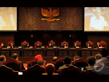 Mahkamah Konstitusi kembali menggelar sidang sengketa pilpres yang keenam (Liputan6.com/Andrian M Tunay)
