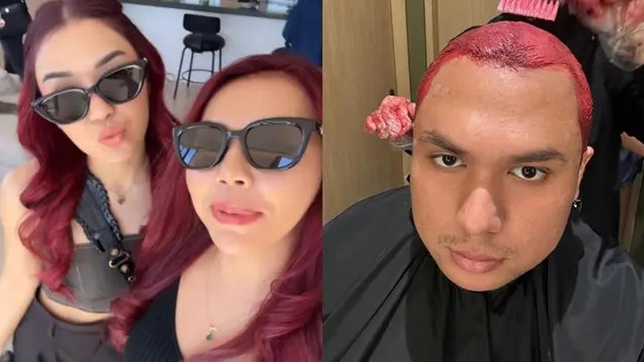4 Potret Keanu, Awkarin, Lula Lahfah dan Risya Brabo Kompak dengan Rambut  Merah