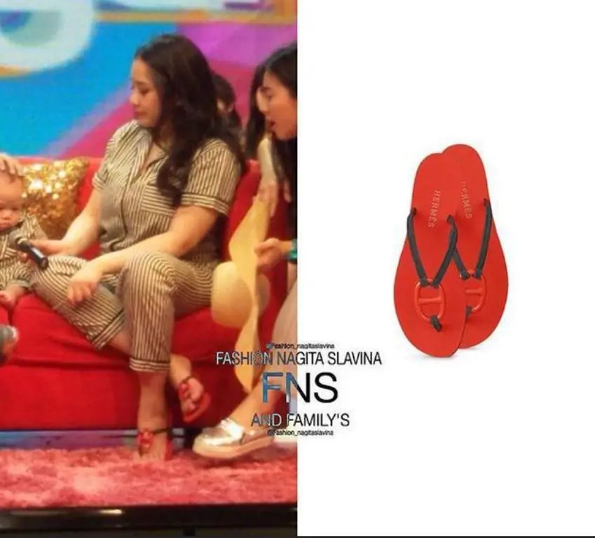 Nagita Slavina kenakan sandal jepit seharga Rp 5,1 juta (Foto: Instagram)