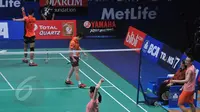 Tontowi Ahmad/Liliyana Natsir takluk dari pasangan Tiongkok, Zhang Nan/Zhao Yunlei di BCA Indonesia Open (Liputan6.com / Herman Zakharia)