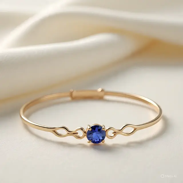 Gelang Emas Putih Batu Safir Minimalis (Created by Meta AI)