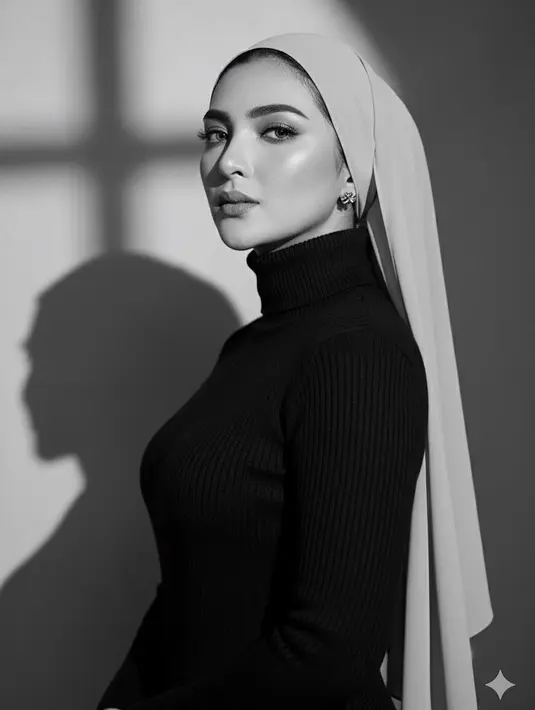 Dengan pashmina panjang, Ashanty melilit bagian kepala dan membiarkan sisa pashmina tergerai di belakang [@ashanty_ash]