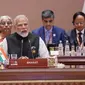 Perdana Menteri Narendra Modi berpidato pada KTT G20 di Bharat Mandapam, New Delhi, India. (Ludovic MARIN / POOL / AFP)