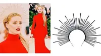 Saat ajang Met Gala kemarin, Amber Heard memakai Headpiece stunning yang terbuat dari kabel plastik.