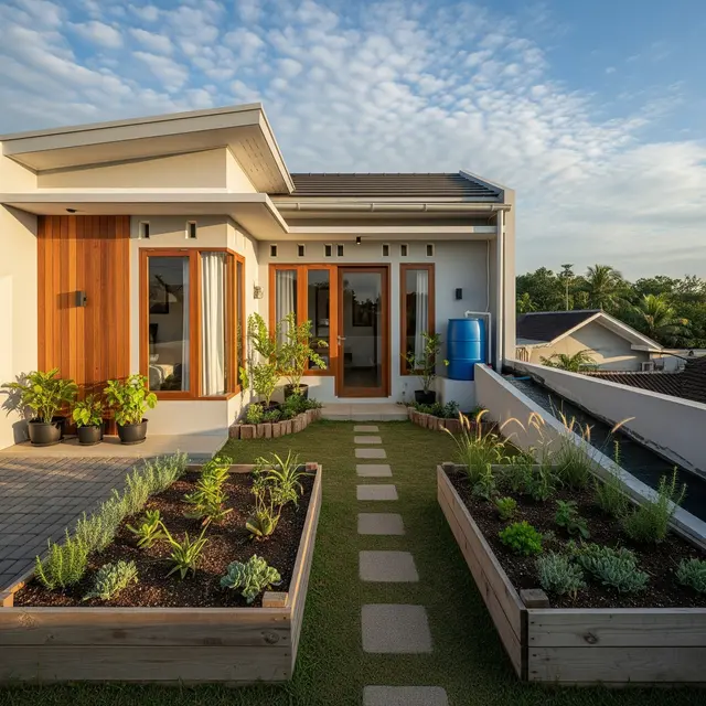 9 Desain Rumah Type 36 dengan Taman Hemat Air, Hunian Asri dan Lestari