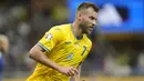 Selebrasi gelandang Timnas Ukraina, Andriy Yarmolenko setelah mencetak gol ke gawang Timnas Italia pada laga Grup C Kualifikasi Euro 2024 di San Siro Stadium, Milan, Rabu (13/9/2023) dini hari WIB. (AP Photo/Luca Bruno)