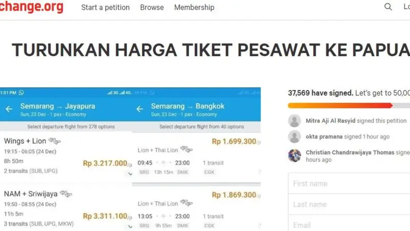 Petisi Tarif Pesawat Mahal