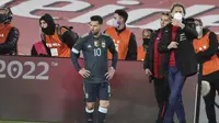Lionel Messi kesal gagal menjebol gawang Peru saat membela Argentina di Kualifikasi Piala Dunia 2022 (AFP)
