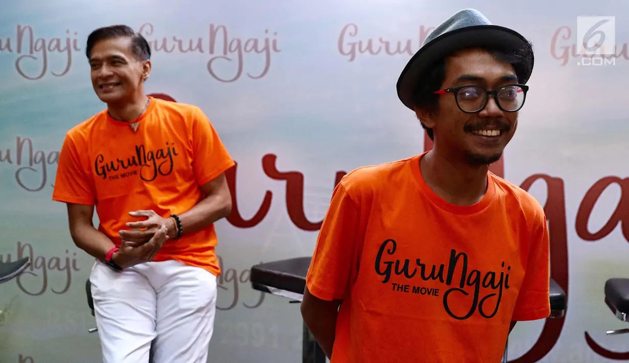 Aktor Ence Bagus saat konferensi pers film terbarunya yang berjudul Guru Ngajidi Jakarta, Rabu (14/3). Film tersebut akan tayang pada 22 Maret 2018 dan mengambil lokasi syuting di Boyolali dan Sidoarjo. (Liputan6.com/Immanuel Antonius)