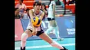 Sabina Altynbekova saat bemain voli melawan kejuaraan Asian Women Volleyball U-19, 16-24 Juli 2014, di Taipei, Taiwan. (Instagram @altynbekova_11)