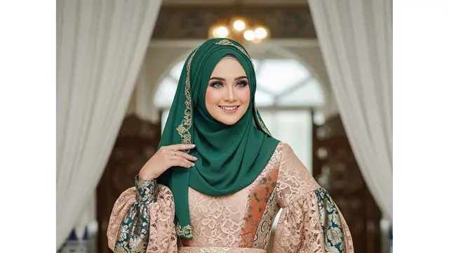 Model Gamis Brokat Arabic Style dengan Sentuhan Glamor