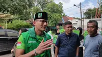 Ketua Bapillu PPP Sandiaga Uno saat menghadiri giat kampanye di Cirebon. Foto (Liputan6.com / Panji Prayitno)