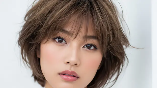 Tousled Short Hair dengan Bangs