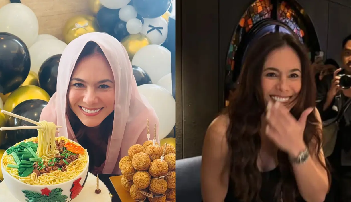 Wulan Guritno mendapat kejutan dari sahabat di ulang tahunnya yang ke-44. Ibu tiga anak itu tampil kontras dengan hijab hingga dress hitam [@wulanguritno]