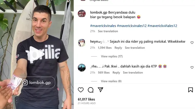 Unggahan Maverick Vinales di Mandalika. (Instagram/ maverick12official)
