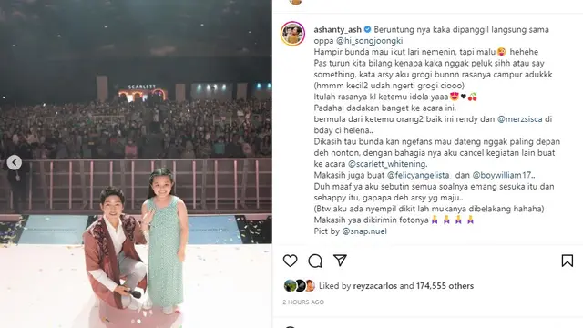 Song Joong Ki - Arsy Hermansyah (Foto: Instagram/@ashanty_ash)