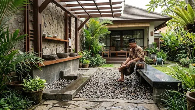 Model Tempat Wudhu yang Sekaligus Bisa Dipakai untuk Cuci Kaki/AI Generated
