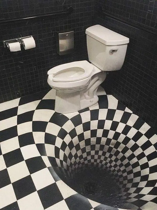 6 Potret Lantai Kamar Mandi Mewah 3D, Ada yang Bikin Pusing