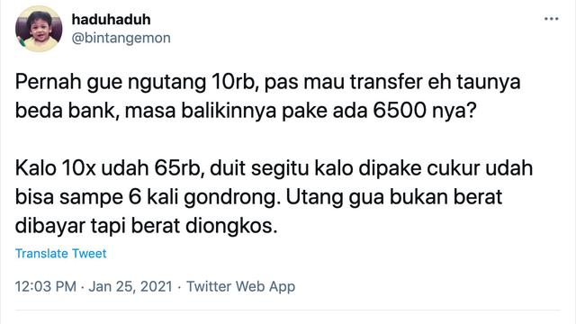 Unggahan Bintang Emon. (Foto: Twitter @bintangemon)