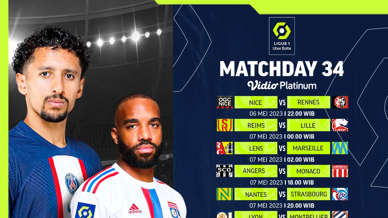 Siaran Langsung Liga Prancis 2022/2023 Matchday 34 di Vidio, 6-8 Mei 2023