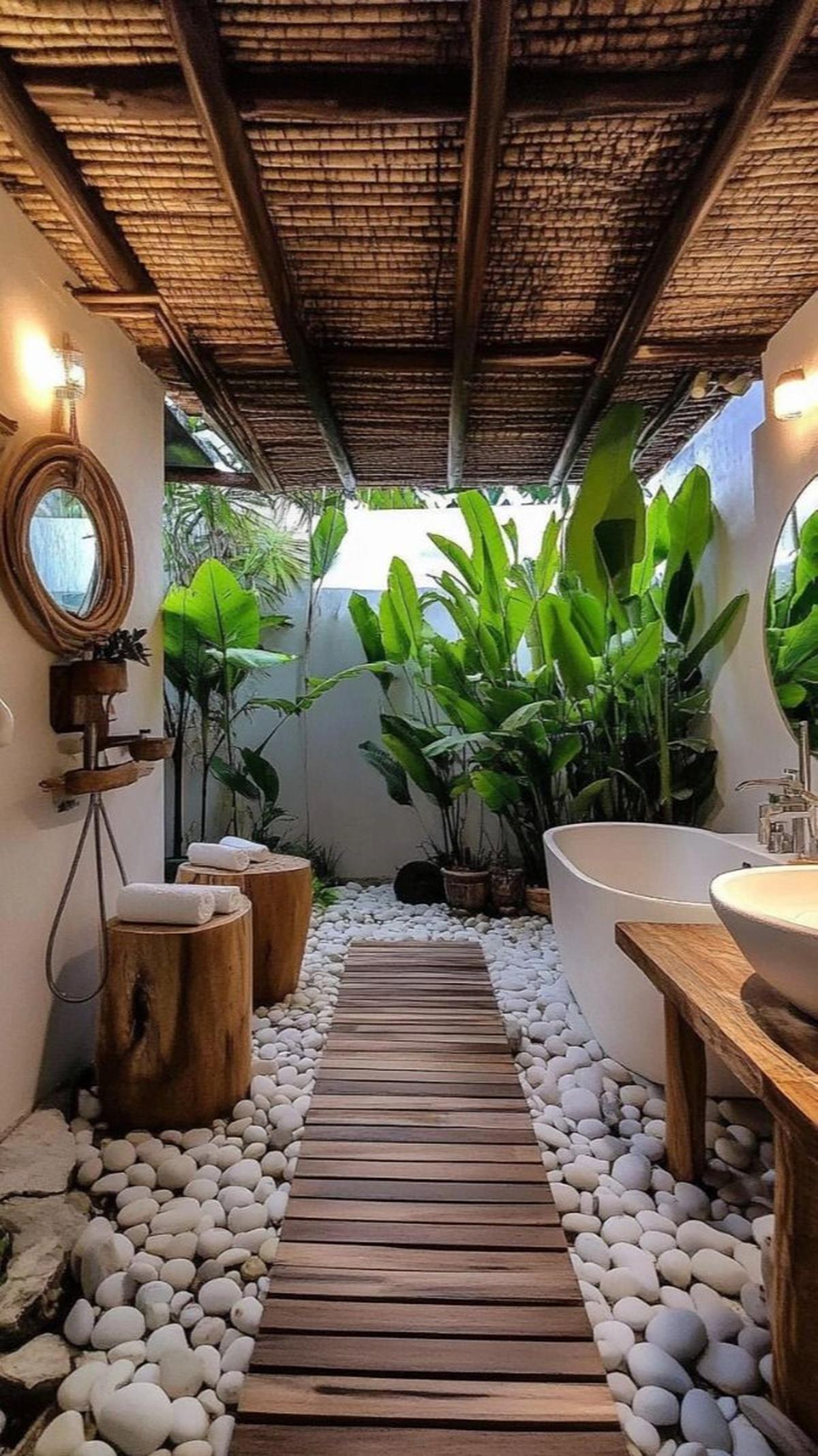 Ilustrasi Kamar Mandi Khas Pedesaan yang Mewah dan Estetik (©Pinterest)