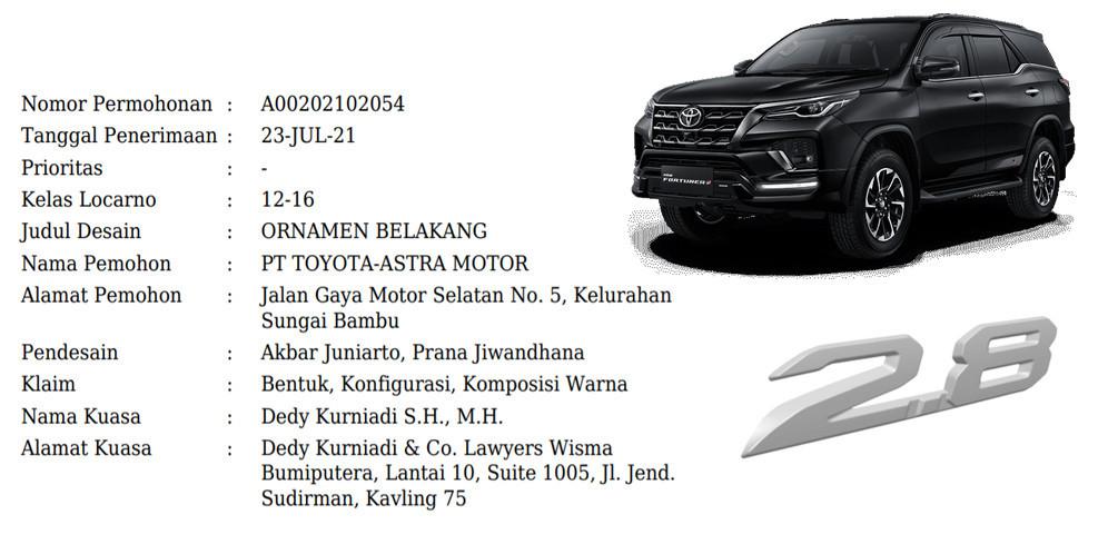 Fortuner 2.8 (DJKI, TAM)