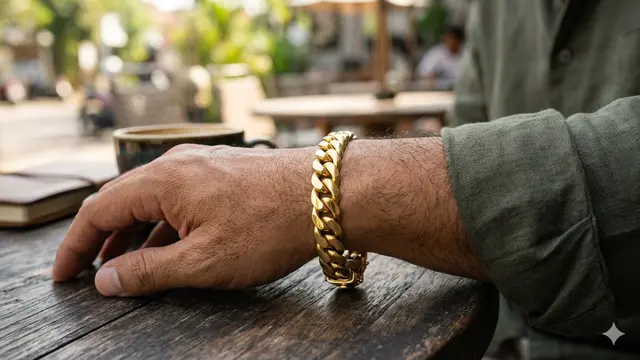 Model Gelang Emas Rantai Modern (Foto: Gemini AI)