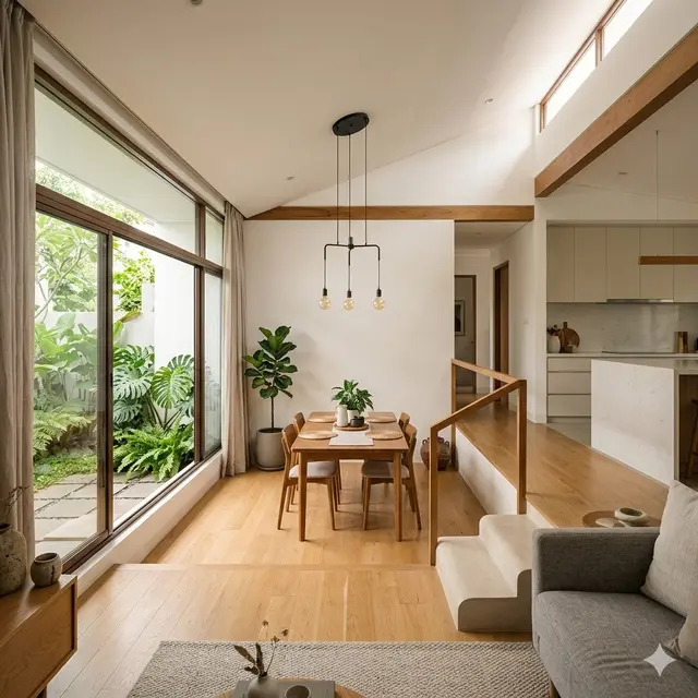 Desain Rumah Minimalis 1 Lantai dengan Area Semi Tingkat