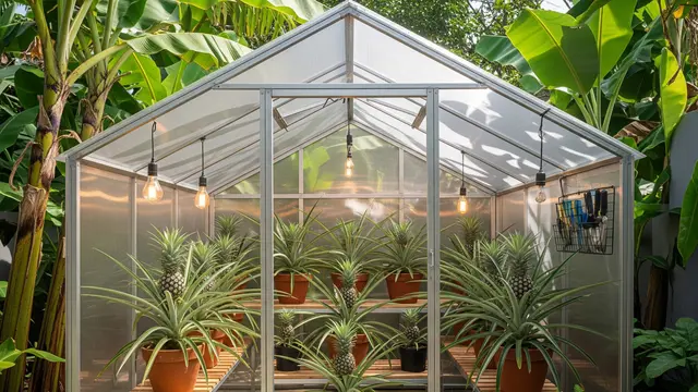 Greenhouse Mini dengan Tanaman Nanas