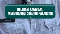 Delegasi Timnas Kamboja mengunjungi Stadion Pakansari Bogor untuk cek kondisi rumput