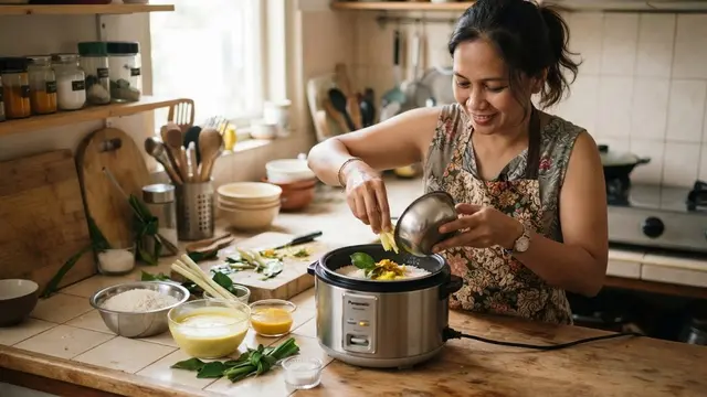 Membuat Nasi Kuning Rice Cooker
