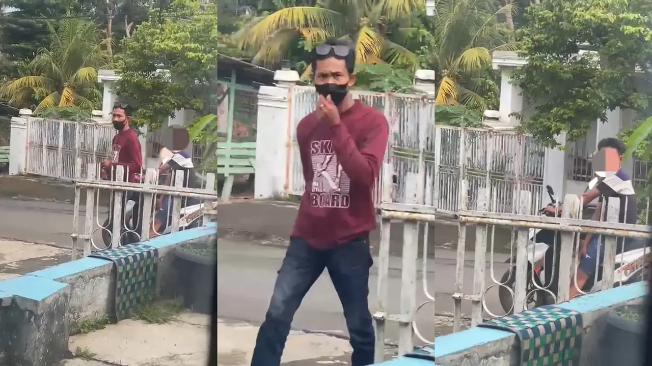 Tangkapan layar rekaman video amatir saat pelaku mencoba mencuri sepeda motor milik warga di Lampung Utara.