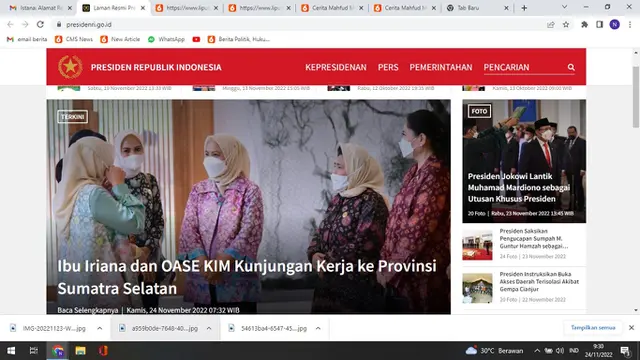 Tangkapan layar situs presidenri.go.id