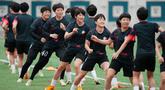Tim sepak bola Korea Utara, Naegohyang melakukan persiapan menjelang laga semifinal Liga Champions Asia Putri 2026 melawan klub Korea Selatan, Suwon FC. (AP Photo/Lee Jin-man)
