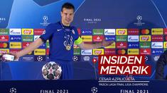 Berita video insiden menarik kapten tim Chelsea, Cesar Azpilicueta, saat konferensi pers setelah laga final Liga Champions 2020/2021, Minggu (30/5/2021) dinihari WIB.
