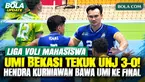 Universitas Muhammadiyah Indonesia (UMI) Bekasi sukses memastikan tiket ke final sektor putra Liga Voli Mahasiswa Seri Jakarta 2026 setelah mengalahkan Universitas Negeri Jakarta (UNJ) dengan skor telak 3-0.