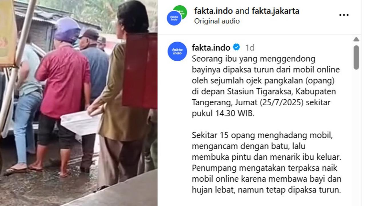Kronologi Ibu Bawa Bayi Dipaksa Turun dari Taksi Online oleh 4 Opang, Pelaku Tenteng Batu Bata