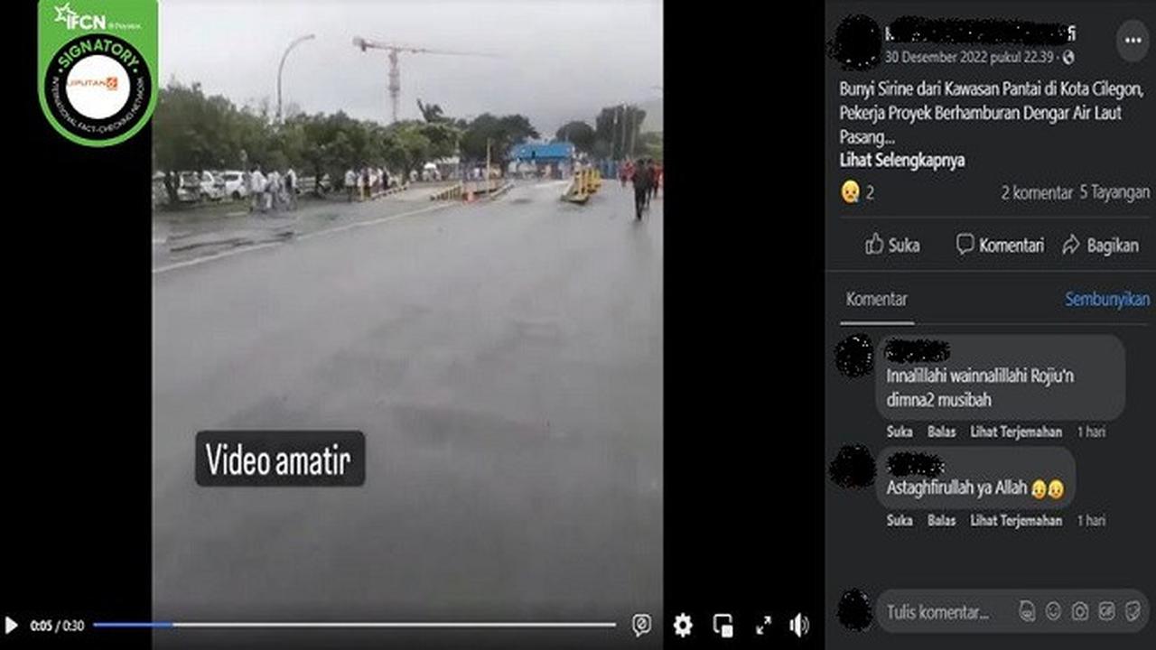 Gambar Tangkapan Layar Kabar Peringatan Terjadi Air Laut Pasang di Cilegon, Banten (sumber: Facebook).