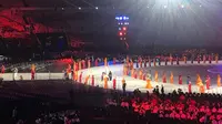 Kontingen Palestina mendapat sambutan paling meriah pada acara parade atlet Asian Para Games 2018. (Liputan6.com/Ahmad Fawwaz Usman)
