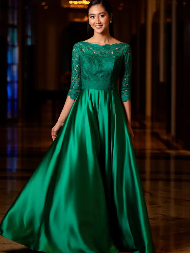 Long Dress Brokat untuk Pesta Pernikahan