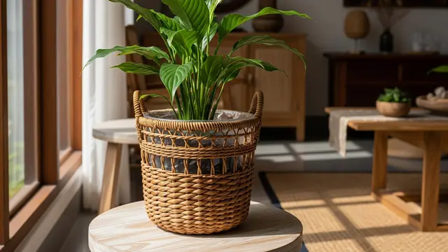 Pot dari Keranjang Anyam Rotan Bekas Parcel