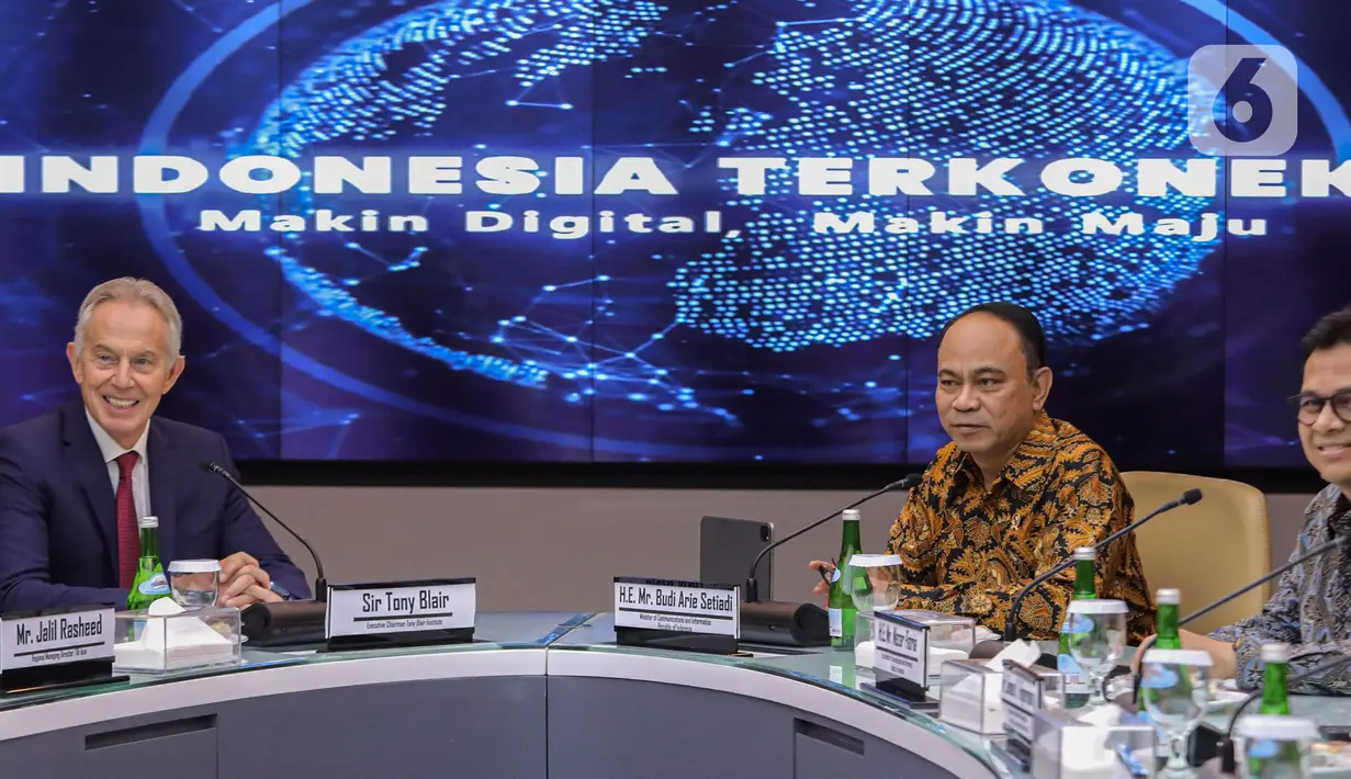 Menurut Menteri Komunikasi dan Informatika, Budi Arie Setiadi ada tiga bahasan utama dalam pertemuan dengan Tony Blair. (Liputan6.com/Angga Yuniar)