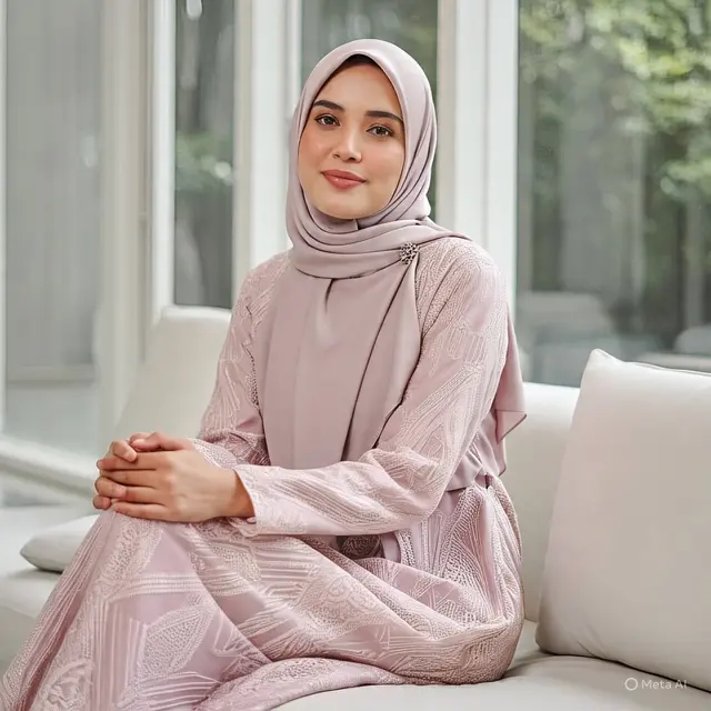 Ilustrasi Gamis ceruty babydoll (Created by Meta AI)