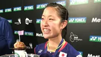 Nozomi Okuhara menyumbang satu gelar untuk Jepang di ajang All England 2016 setelah mengalahkan Wang Shixian dari China, Minggu (13/3/2016). (Twitter)