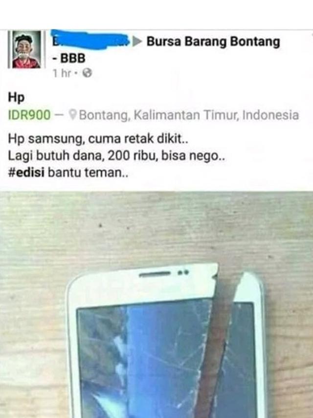 6 Status Facebook Jual HP Kondisi Rusak Parah Ini Bikin Geregetan