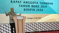 Menteri Koperasi dan UKM Teten Masduki membuka Rapat Anggota Tahunan (RAT) Tahun Buku 2019 Kospin Jasa di Pekalongan, Jawa Tengah, Sabtu (14/3/2020). (Dok Kemenkop dan UKM)